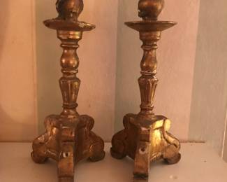 Pr of Gilt Wood Candleholders.