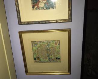 Kuma Sutra Wood Block Print, (top)  and Framed Drawing. (bottom) 