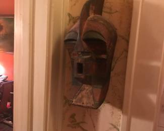 Carved and Painted Wood Mask.