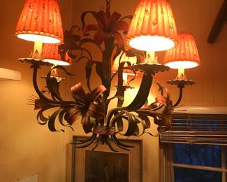 Painted Metal Italian Lilly Chandlier.