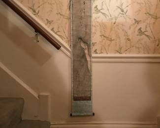 Painted  Oriental Silk Scroll:  "Long Hair Ghost"  By Hokuen  circa 1850 