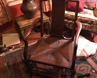 Beautiful Vintage Mahogany Chair with Rush Seat.