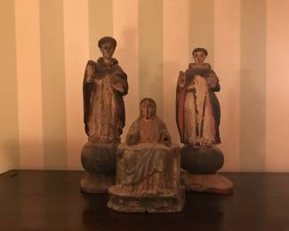 Three  Religious Antique Carved Santos.