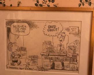 Peanuts Cartoon:  "Good, Grief!"  signed by Joe Heller.