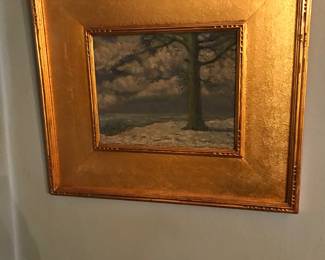 Antique Framed Snow Scene Oil Painting. (Unsigned) 