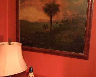 Large Antique Palm Tree  Oil Painting.  (purpored to be by Eduard Hildebrandt) 