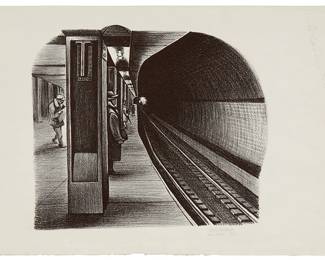 1158
Jesus Escobedo
1918-1978
Untitled, From The "New York Series," 1946
Lithograph on wove paper
Signed, dated, and inscribed in pencil in the lower margin, at right: Jesus Escobedo
Image: 10.125" H x 11.75" W; Sheet: 12.25" H x 19.375" W
Estimate: $800 - $1,200