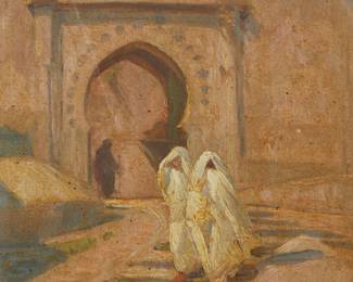 1247
Gordon Coutts
1868-1937
Moroccan Scene
Oil on panel
Signed lower right: Gordon Coutts
11.5" H x 8.5" W
Estimate: $600 - $800