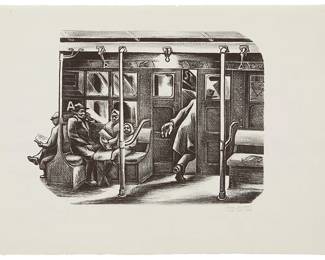 1152
Jesus Escobedo
1918-1978
Untitled, From The "New York Series," 1946
Lithograph on wove paper
Signed, dated, and inscribed in pencil in the lower margin, at right: Jesus Escobedo
Image: 8.875" H x 12" W; Sheet: 12.5" H x 19" W
Estimate: $800 - $1,200