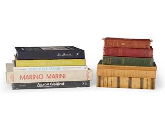 1035
A Collection Of Art Books From Amy Conger's Personal Library
Comprising approximately 26 boxes containing: hardcover fiction, art and photography books, staple-bound pamphlets, periodicals, and paperback and hardcover monographs on the works of Georgia O'Keeffe, Alfred Stieglitz, Aaron Siskind, Man Ray, Henri Cartier-Bresson, Ansel Adams, Frida Kahlo, John Baldessari, and many more, as well as a large selection of books showcasing female and Mexican photographers and artists, general books on photography, and late 19th century Japanese and American comics
Estimate: $1,000 - $1,500