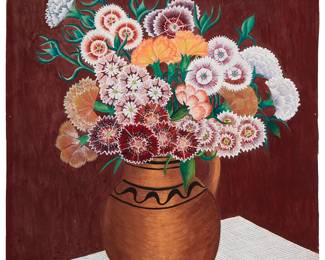 1047
Rosa Covarrubias (Nee Rolanda)
1895-1970
Floral Still Life
Watercolor on paper
Signed lower right: Rosa Rolanda
Sight: 18" H x 13.5" W
Estimate: $2,000 - $3,000