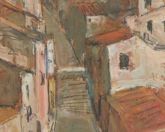 1242
20th Century Mexican School
Street Scene With Donkey
Oil on board
Signed indistinctly lower right
Sight: 17.375" H x 11" W
Estimate: $400 - $600