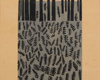1318
Margo Hoff
1912-2008
"Edge Of The Forest"
Woodcut in colors on paper
Edition: 60/200
Signed, titled, and numbered in pencil along the lower margin: Margo Hoff
Image: 18" H x 9.5" W; Sight: 21" H x 14.625" W
Estimate: $500 - $700