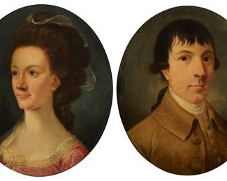1126
20th Century Continental School
Two works:
Portrait of man; Portrait of a woman
Each: Oil on panel
Each: Appears unsigned
Sight of each: 11.5" H x 9.5" W
Estimate: $400 - $600