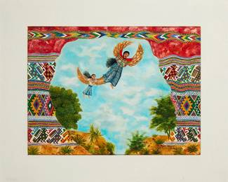 1309
Paula Nicho Cumez
b. 1955
"Mi Sueno," 2005
Acrylic on canvas
Signed and inscribed lower right: Paula Nicho C.; titled and dated near the lower edge, left of center; signed again and inscribed verso
18" H x 24" W
Estimate: $300 - $500