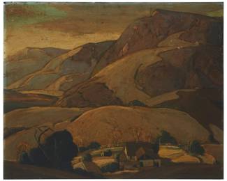 1186
Orrin A. White
1883-1969
The Rolling Hills Of California
Oil on tin
Signed lower right: Orrin A. White
16.25" H x 20.25" W
Estimate: $500 - $700