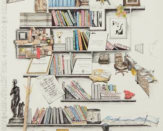 1319
Judy Filed-Baker
1936-2009
Robert Herschler Retirement Poster, 1991
Watercolor and ink on paper
Signed in pencil and dated in ink with the artist's device near the lower edge, at left: Filed
Sight: 23" H x 18" W
Estimate: $200 - $400