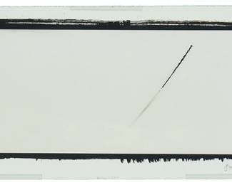 1033
Chris McCaw
b. 1971
"Sunrise," 2003
Platinum/palladium print on paper
Signed, titled, dated, and inscribed in pencil along the lower margin: Chris McCaw / 8/1/03 © #b © 45:00
Image: 7" H x 17" W; Sheet: 9.75" H x 20.25" W
Estimate: $300 - $500