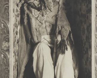 1013
Paul Strand
1890-1976
"Cristo, Tlacochoaya, Oaxaca" From The "Mexican Portfolio," 1933
Photogravure on paper
Edition of 1000; printed later 1967
Appears unsigned; De Capo Press, Boston, MA, pub.
Sight: 10.25" H x 7.875" W
Estimate: $700 - $900