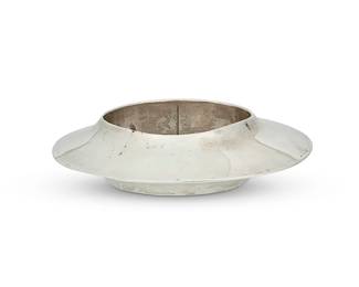 1171
A Large Fred Davis Modernist Silver Bangle
Frederick W Davis (1880-1961)
Pre-1948; Mexico City, Mexico
Stamped: FD [for Fred Davis]
Comprising a chunky silver asymmetrical concave bangle bracelet
9" inner C x 1.5" H
166.4 grams
Estimate: $1,000 - $2,000