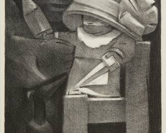 1088
Jean Charlot
1898-1979
"Sunday Hat," 1947
Lithograph on paper
Edition: 28/95
Signed and numbered in pencil in the lower margin: Jean Charlot; Lynton R. Kistler, Los Angeles, CA, prntr.
Image: 13.5" H x 9.5" W; Sight: 14.25" H x 10.25" W
Estimate: $200 - $300