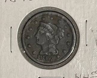 Lot 007   0 Bid(s)
1846 US Braided Hair Large Cent Coin ***Rare - Large Cent***