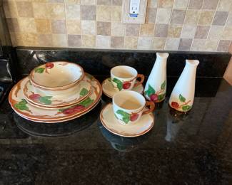 Franciscan Apple 1970s Earthenware service for 2 and salt and pepper shakers