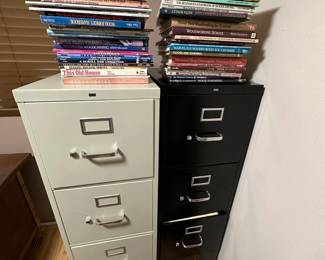 Storage Filing Caninets With Woodworking Books And Vintage Bible