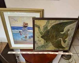 George Dunbar Original Fish Art Piece From LYKES BROS STEAMSHIP CO And Kieffer Framed Beach Print