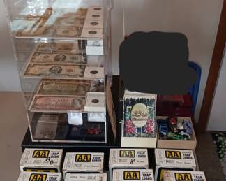 Shotgun Target Loads, Vintage Post Cards, Matchbox Style Cars, Boyds Pint Jar and a Sterling Silver Baby Cup