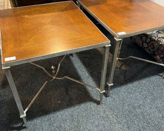 Pair Chrome Color Accent Tables With Wood Tops