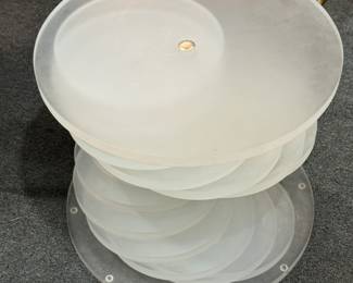 Lucite Frosted Geometric Disc Side Table