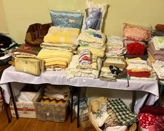 Quilts, Chenille bedspreads, sheets