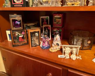 Goebel 3 piece Nativity ; Ornaments—including Harley Davidson & Barbie