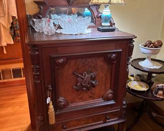 Gorgeous Antique Renaissance Revival 1850’s Walnut Music Cabinet