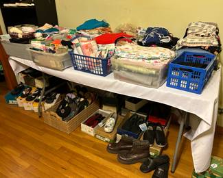 Lots of Ladies shoes—-most are size 9, new panties, hose & bras