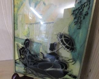 Reverse Painted Bow Front Picture