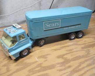 Vintage ERTL Sears Robuck 1970s Metal Semi Truck and Trailer 