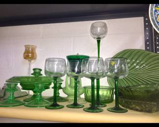 Mostly Green vintage depression crystal 