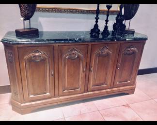 Lg vint. Buffet w/green marble top 