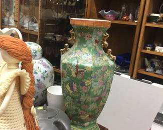 Pair signed Lg  vintage vases