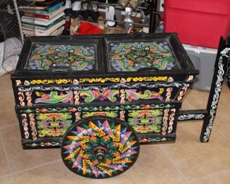 HAND-PAINTED  VINTAGE CART/SIGNED 