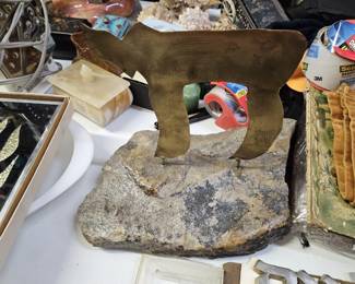 Handmade Brass Chai ‘Good Lu͏ck’ on stone