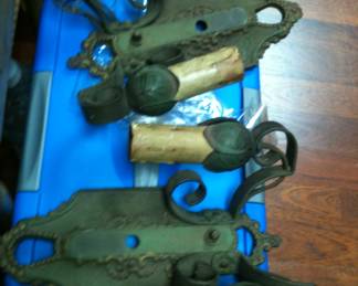 3 ANTIQUE  IRON SCONES SIGNED 