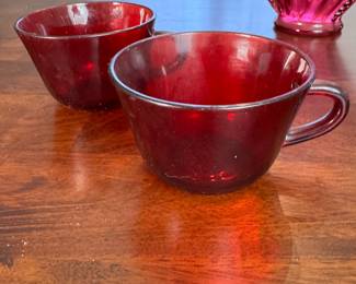 Pair of ruby red punch cups