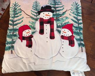 St. Nicholas Square snowman throw pillow (mild wear) 16"