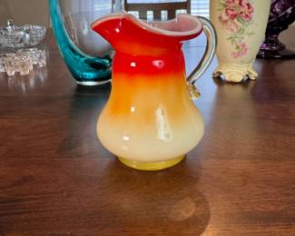 Cased amberina glass creamer 4"H (Likely Kanawha Glass)