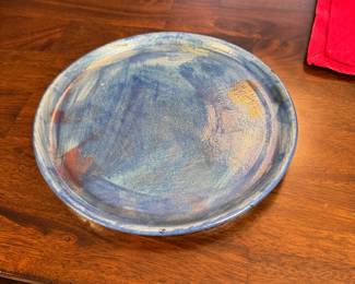 Blue pottery platter 10"W