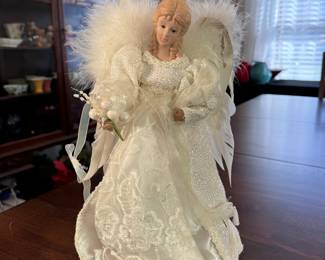 Angel tree topper with white dress