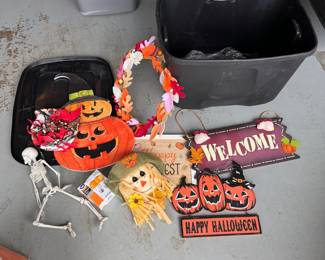 Tote of Fall and Halloween decor